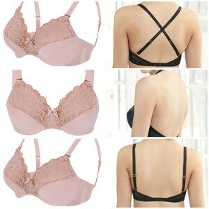 Set of 3! 34B Glamorise ELEGANCE Bra (CONVERTIBLE-STRAPS) Lace NUDE NEW